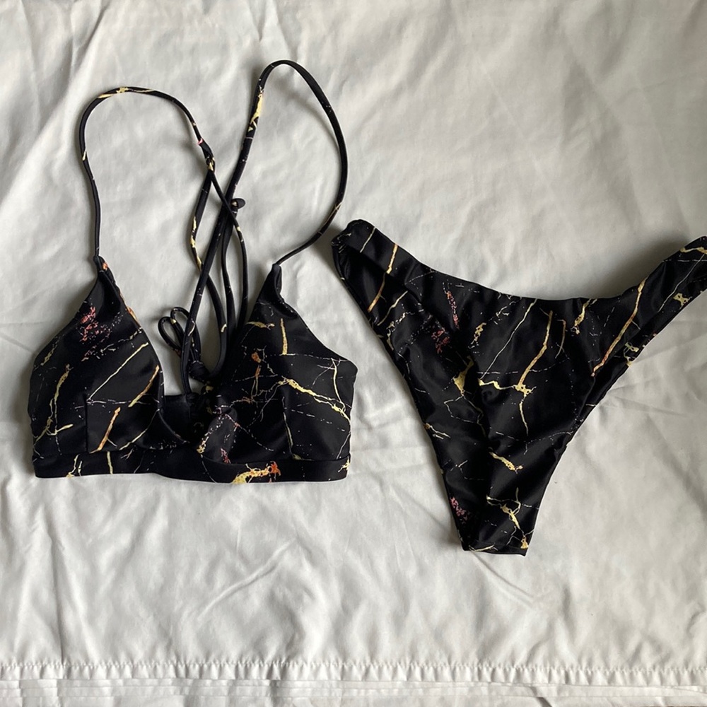 S black patterned bikini from Zaful